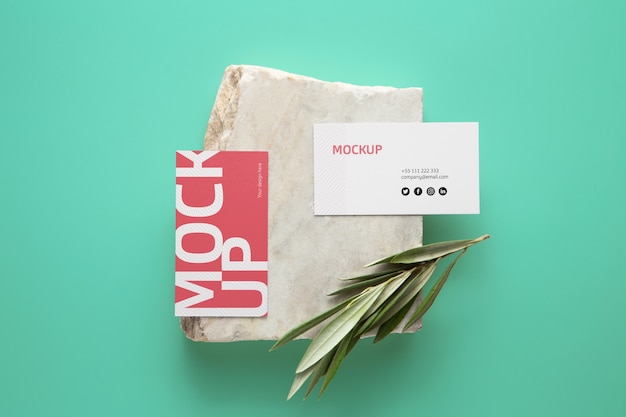 PSD professional stationery mock-up displayed on stone