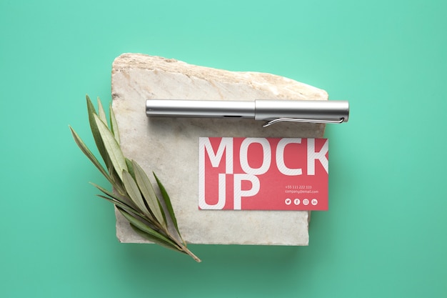 PSD professional stationery mock-up displayed on stone