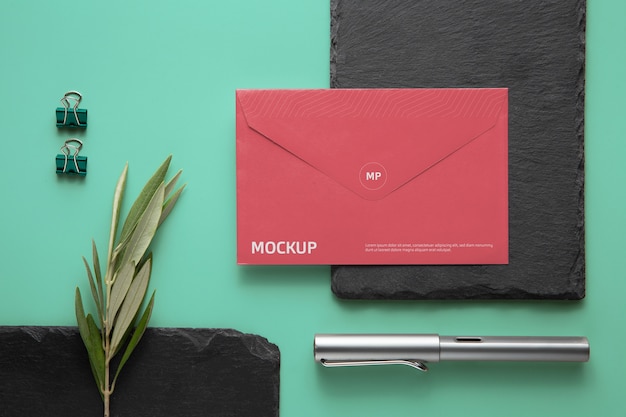 Professional stationery mock-up displayed on stone