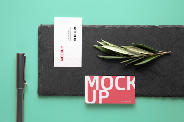 PSD professional stationery mock-up displayed on stone