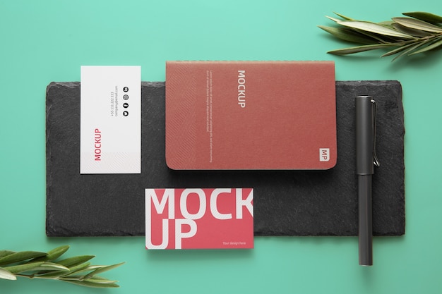 PSD professional stationery mock-up displayed on stone