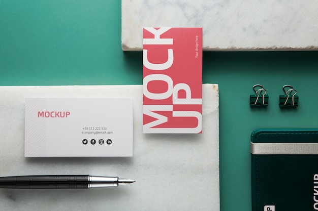 PSD professional stationery mock-up displayed on stone