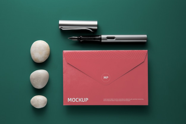 Professional stationery mock-up showcased on stone