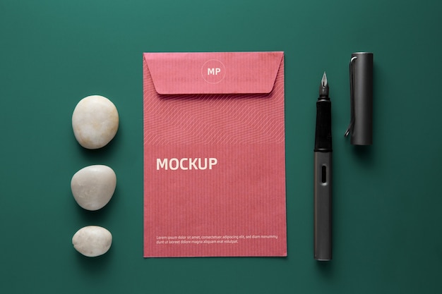 PSD professional stationery mock-up showcased on stone