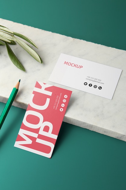 PSD professional stationery mock-up showcased on stone