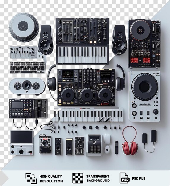 Professional turntable equipment setup in 3d render for music production