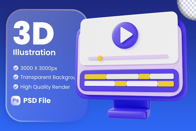 PSD professional video editor 3d illustration