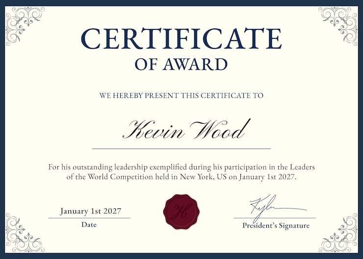 PSD professional vintage award certificate template psd in beige and blue