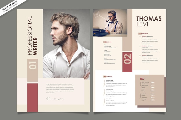 PSD professional writer cover letter and resume template