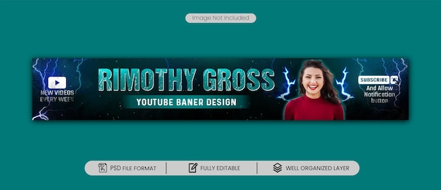 PSD copertina di banner professionale di youtube, post di social media, design psd