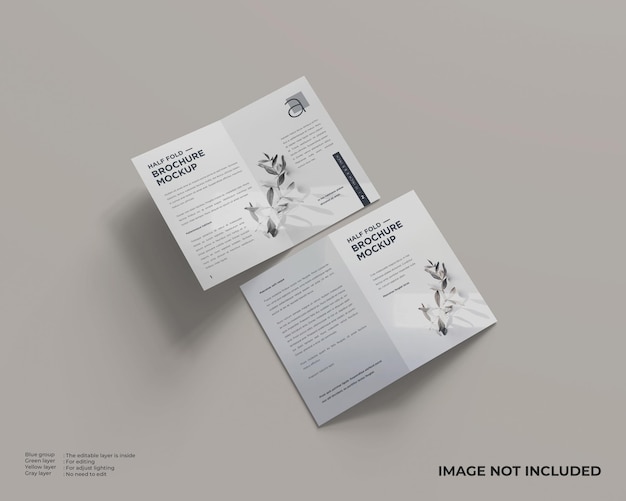 PSD professionele mockups voor halfgevouwen brochures