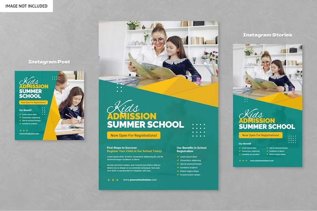 PSD professionele school flyer en instagram post sjablonen