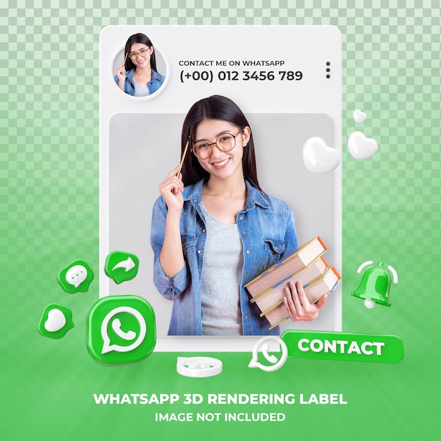 Profiel op whatsapp 3d-rendering geïsoleerd