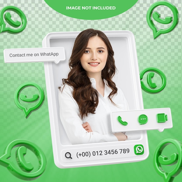 PSD profil ikona transparentu na etykiecie renderowania 3d whatsapp na białym tle