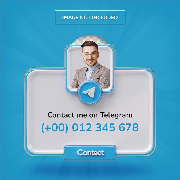 Profil Ikony Banera Na Etykiecie Renderowania Telegramu 3d Na Białym Tle