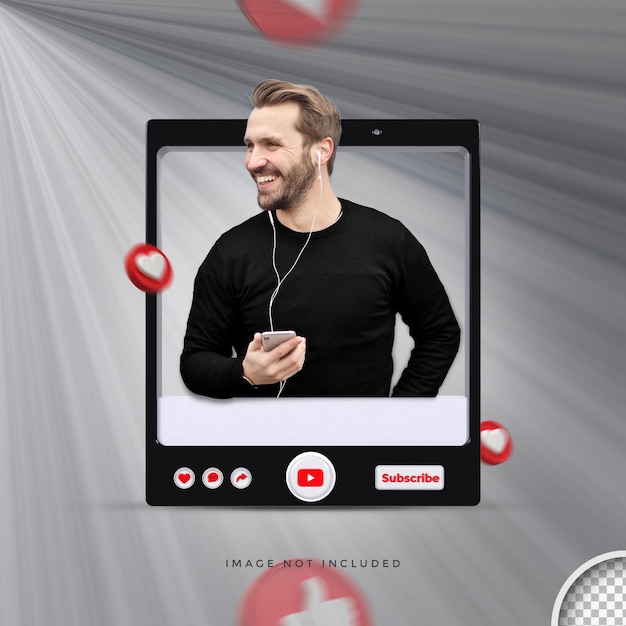 Profil ikony banera na youtube projekt renderowania 3d