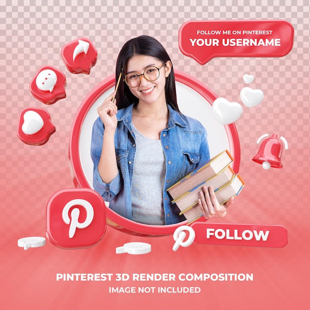 Profil Na Pinterest Renderowanie 3d Na Białym Tle