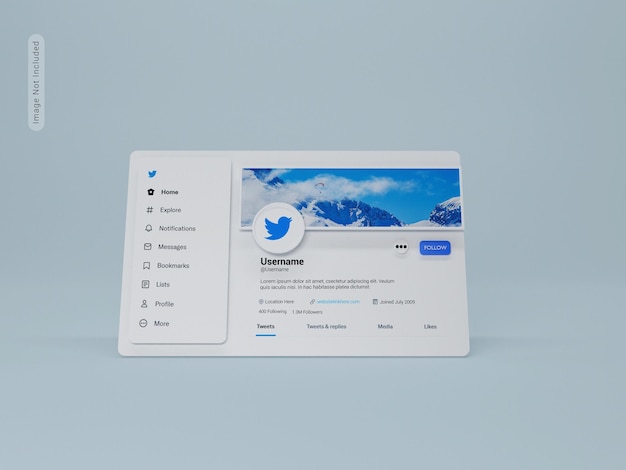 Profil Na Twitterze Makieta 3d Ui