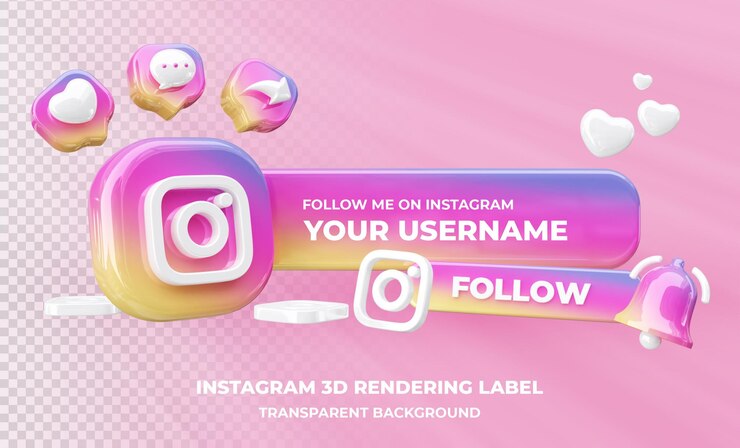 PSD 分離されたinstagramの3dレンダリングのプロファイル