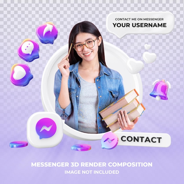 Profile on messenger 3d rendering isolated