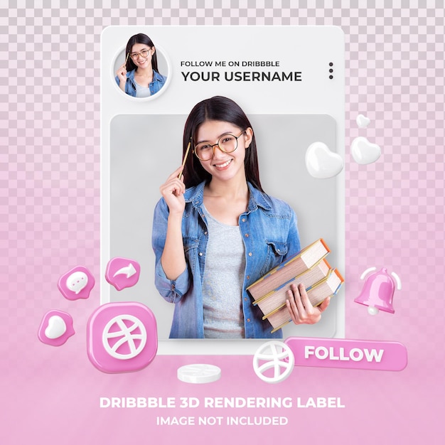 PSD dribbble 3d 렌더링 절연 프로필