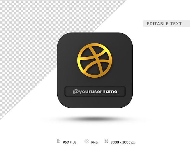 PSD modello di profilo sull'icona di lusso 3d dribbble