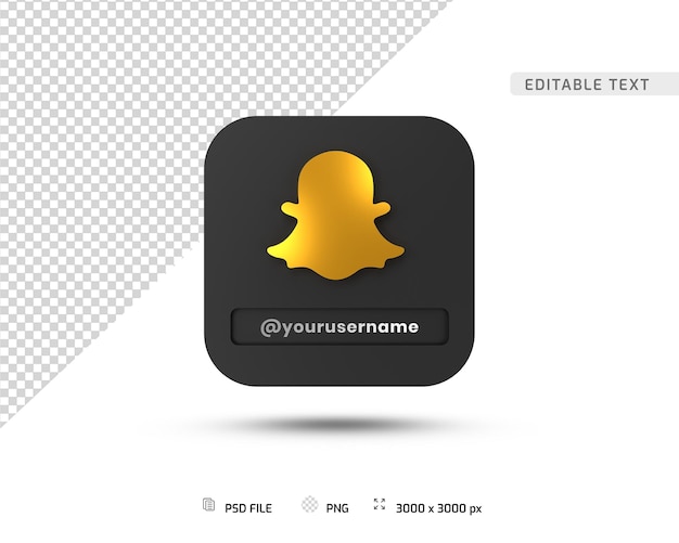 Modello di profilo sull'icona snapchat 3d di lusso