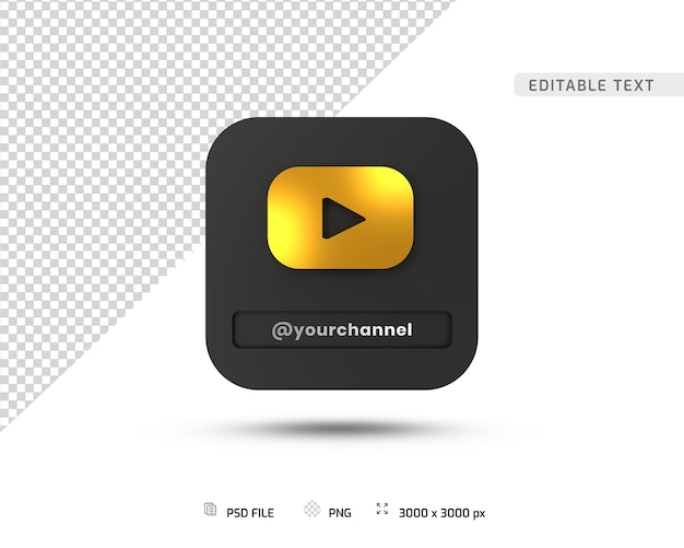 PSD 고급 3d youtube 아이콘에 프로필 템플릿