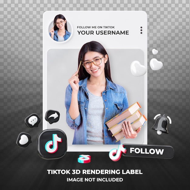 PSD profilo su tiktok rendering 3d isolato