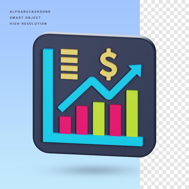 Profit chart 3d icon illustration