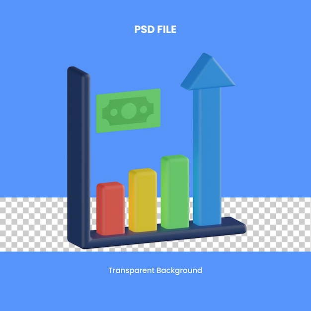 PSD grafico di profitto icona di rendering 3d illustrazione analisi