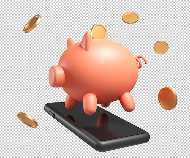 利益豚のお金の3dイラスト