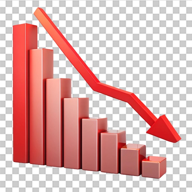 profits decrease graph isolated on transparent background