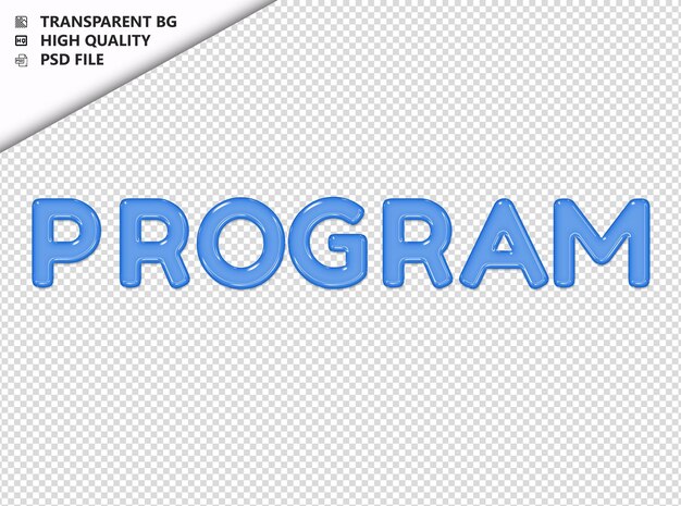 PSD program typography text glosy glass psd transparent