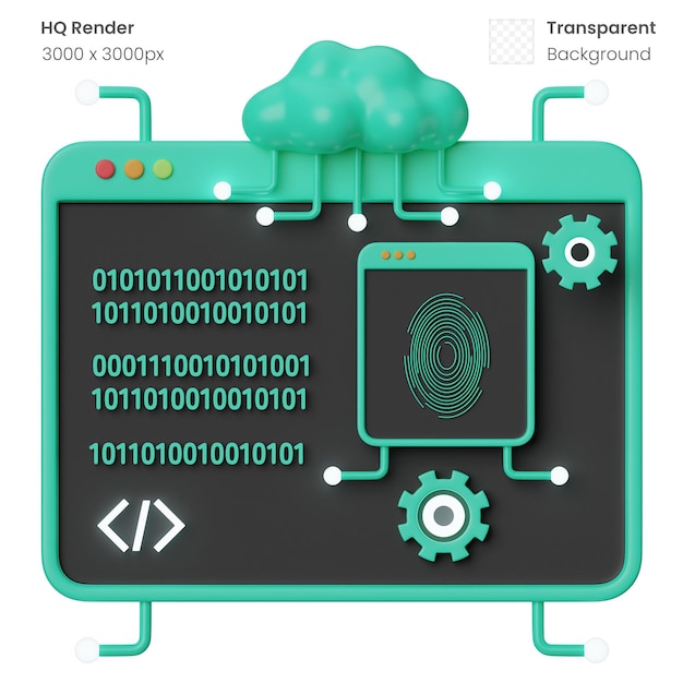 Illustrazione 3d del programmatore