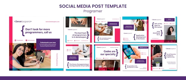 PSD programmer ad social media post template