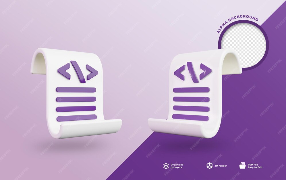 Premium PSD | Programming language icon 3D illustration