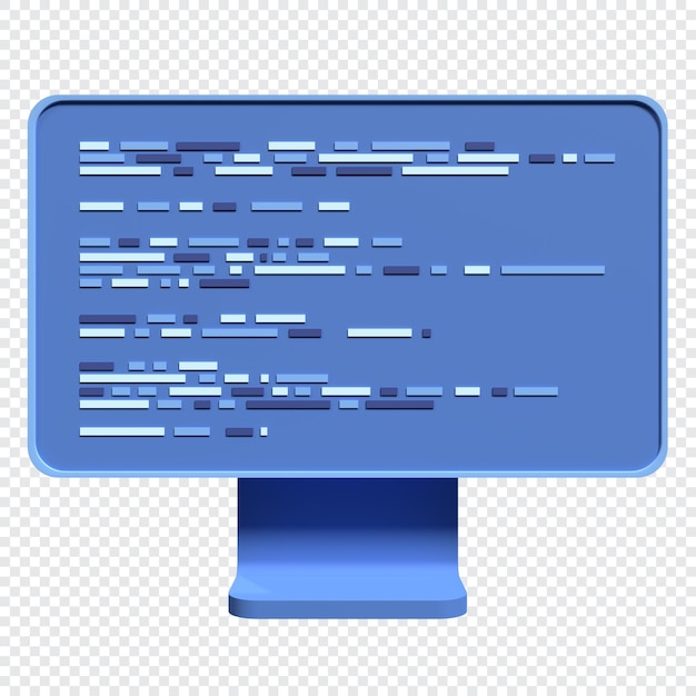 Programowanie komputerowe lub tworzenie oprogramowania renderowanie 3d płaskiego monitora Kodowanie renderowanie 3d monitor komputerowy 3d ilustracja renderowania 3d