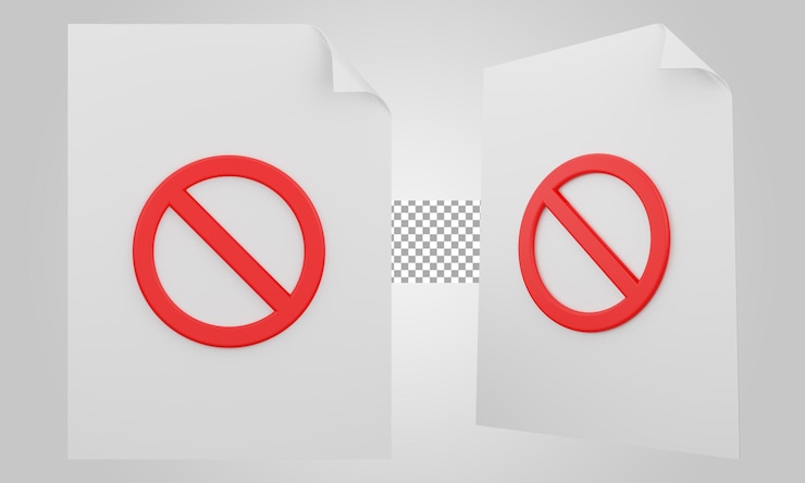 PSD prohibited file on transparent background 3d render