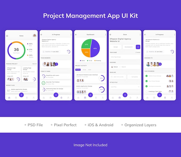 Kit dell'interfaccia utente dell'app di gestione del progetto