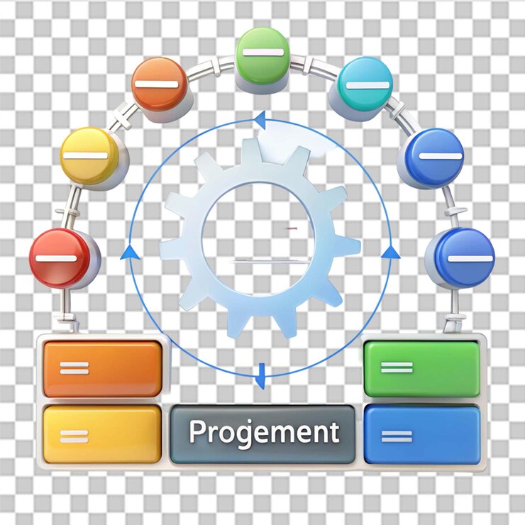 PSD project management isolated on transparent background