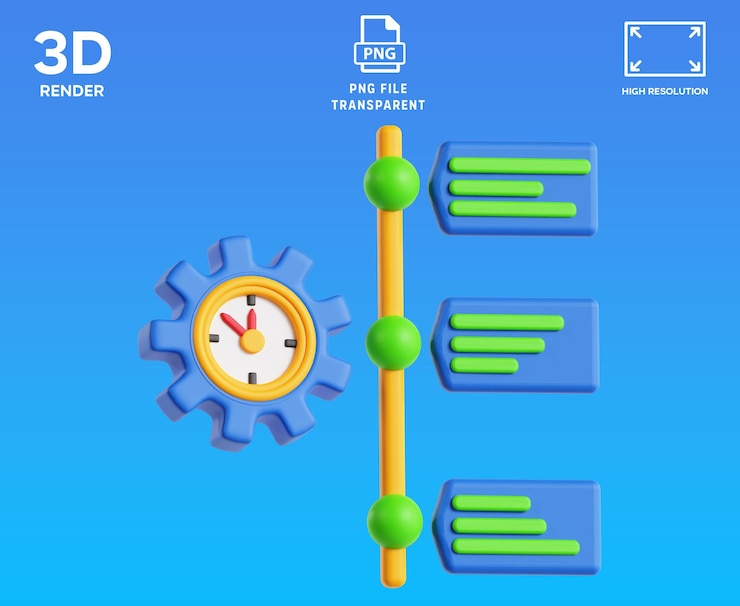 PSD project timeline 3d illustration