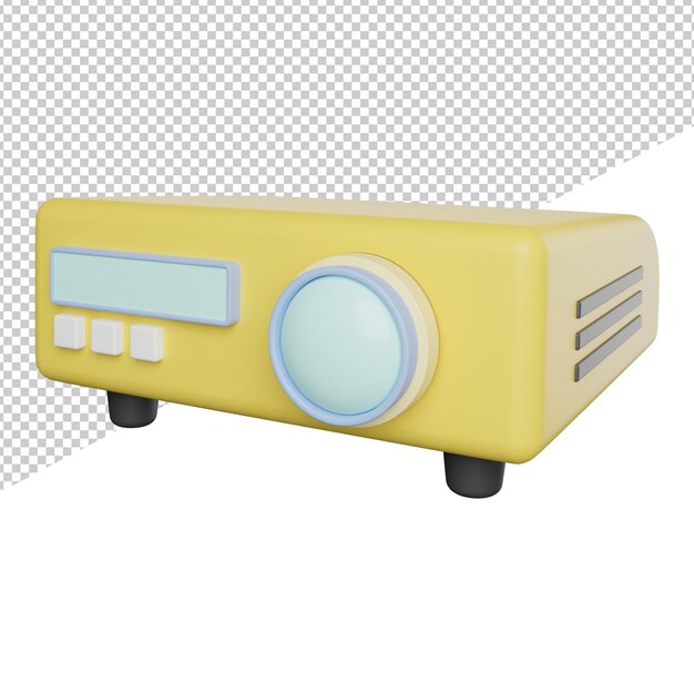 PSD projector movie video side view 3d icon rendering illustration on transparent background