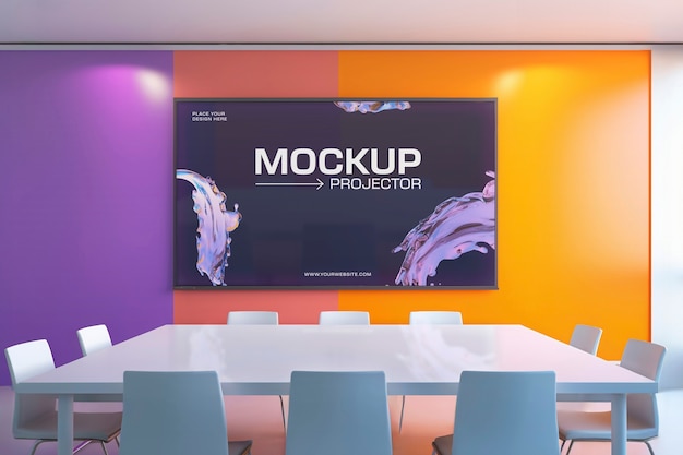 PSD projector scherm in een vergaderzaal mockup