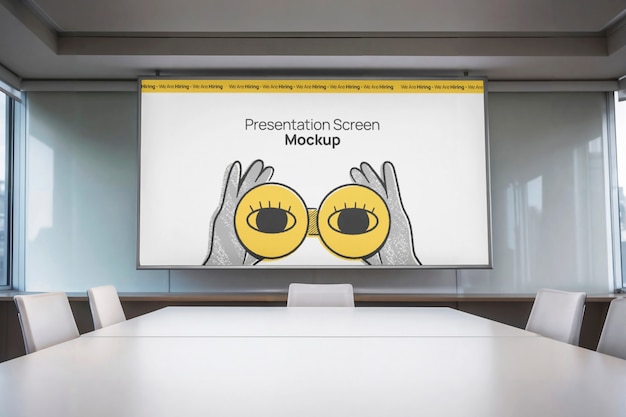 PSD projector screen in a meeting room mockup