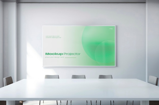 PSD projector screen in a meeting room mockup