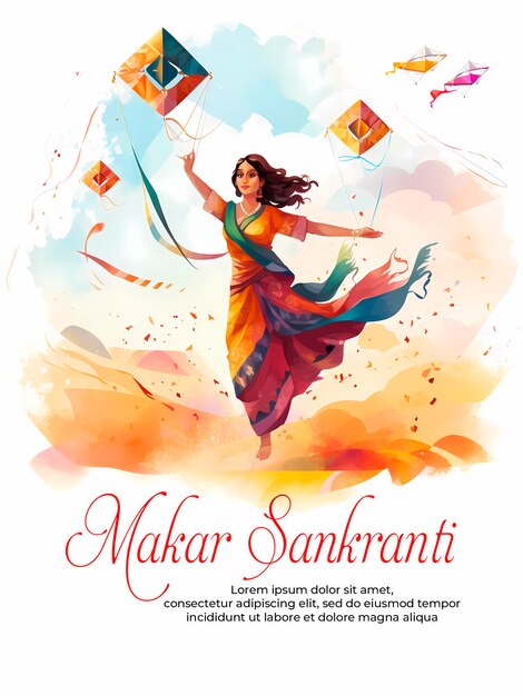 Projekt banera indyjskiego festiwalu Happy Makar Sankranti