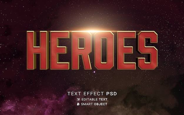 PSD projekt bohatera efektu tekstu