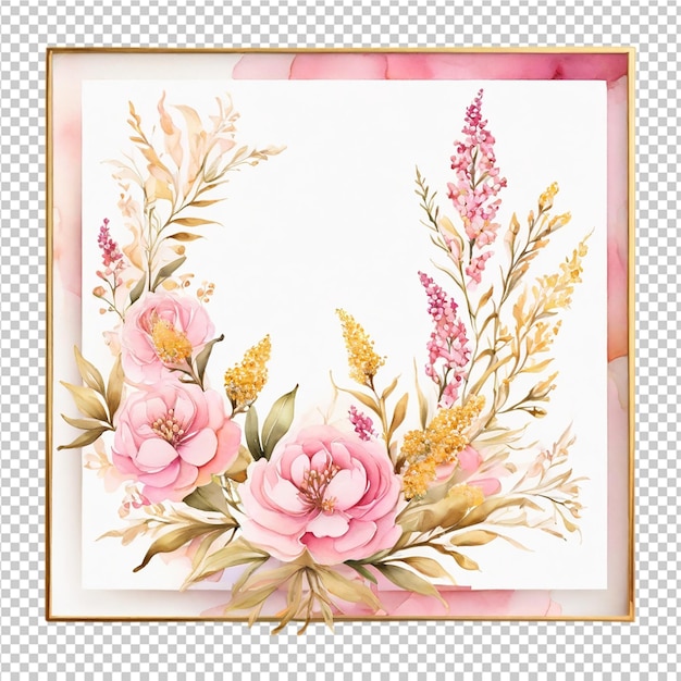 PSD projekt bukietu kwiatów foral, projekt karty weselnej, abstrakcyjny metalowy projekt kart weselnych z kwiatami