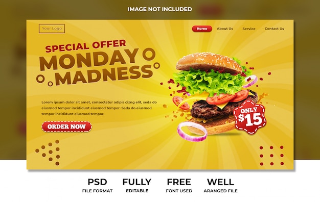 Projekt Burgera Restauracji Fast Food Na Stronie Internetowej Lub Stronie Docelowej